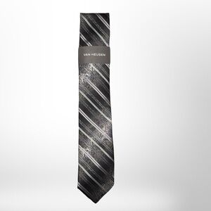 Van Heusen Elegant Black and Silver Paisley Tie